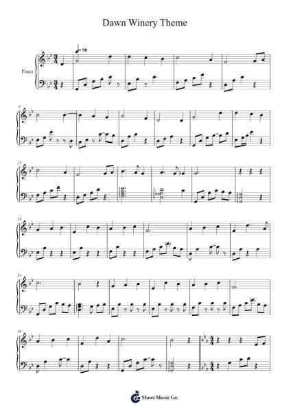 Dawn Winery Theme Sheet Music by Yu-Peng Chen-Arr.Pocent