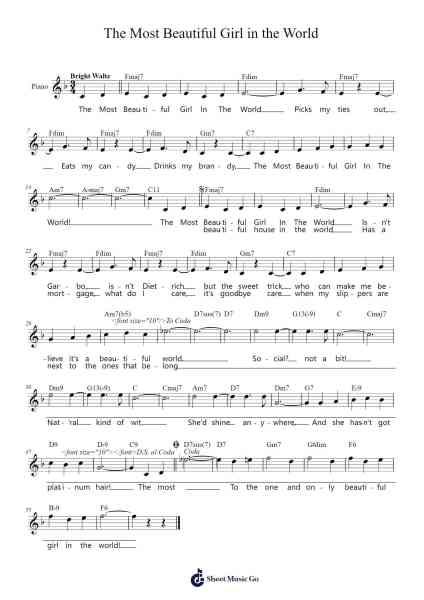 The Most Beautiful Girl in the World Sheet Music by Rodgers & Hart-Arr.Brongus Chadkiel