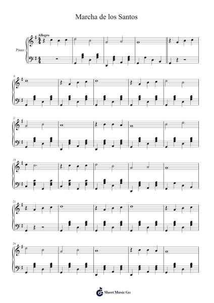 Marcha de los Santos Sheet Music by 1coralcoralia-Arr.Lamshop
