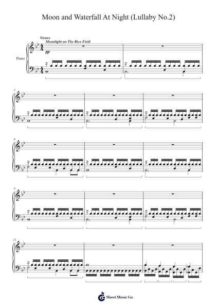 Moon and Waterfall At Night (Lullaby No.2) - Suite De Night Sheet Music by Jamescook-Arr.Abters Bloomsteele