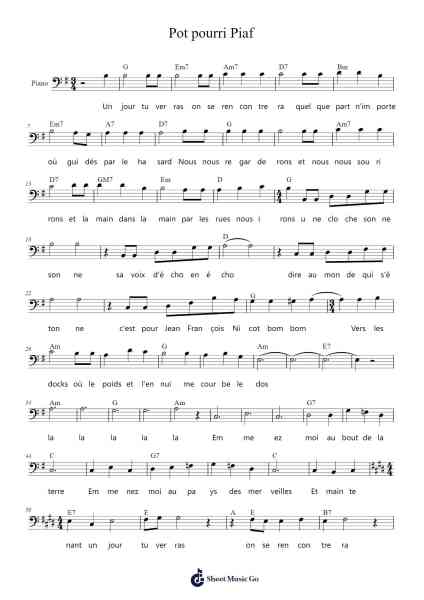 Pot pourri Piaf Sheet Music by -Arr.Dilpont Trollsper
