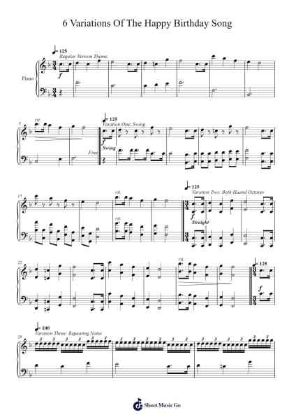 6 Variations Of The Happy Birthday Song Sheet Music by Loudan Stephen Alexenov Stradinoff-Welkinstein-Arr.Hornjudd