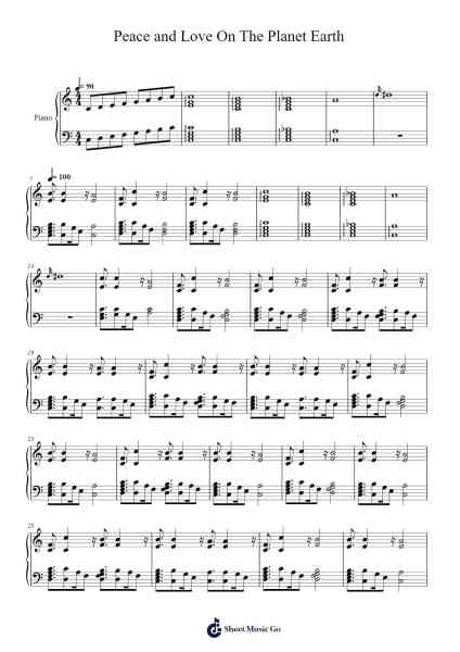 Peace and Love on the Planet Earth Sheet Music by Rebecca Sugar-Arr.Beague Kinglor