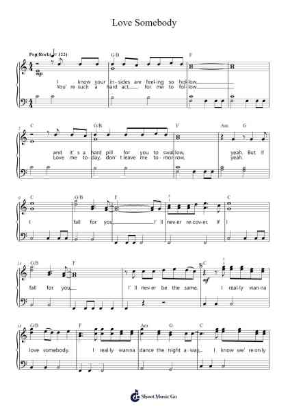 Love Somebody Sheet Music by Maroon 5-Arr.Thodorelass