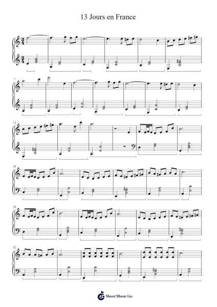 13 Jours en France Sheet Music by Unknown author-Arr.Evejob
