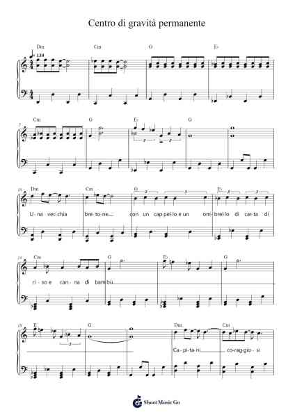 Centro di gravità permanente Sheet Music by Unknown author-Arr.Montor