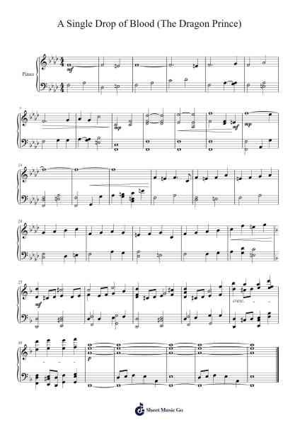 A Single Drop of Blood (The Dragon Prince) Sheet Music by Frederik Wiedmann-Arr.Greydre Keithburne