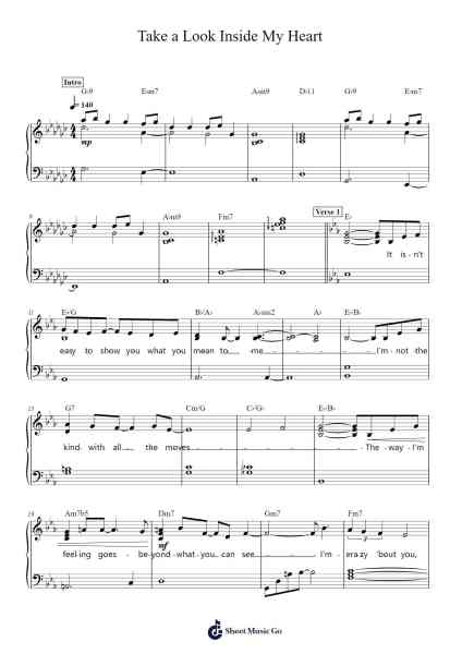 Take a Look Inside My Heart Sheet Music by Unknown author-Arr.Chloemen O'Cazie