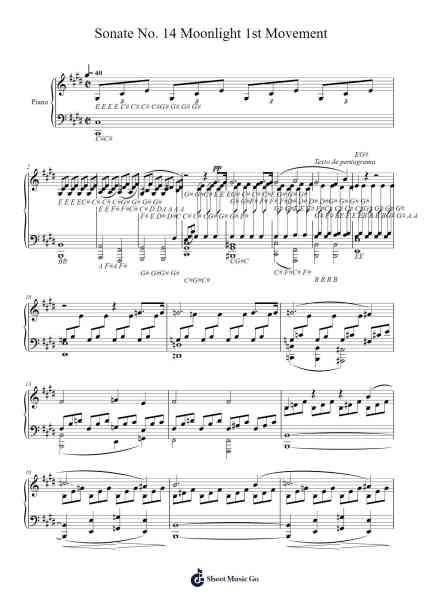 Sonata No. 14 in C-sharp Minor, Op. 27 No. 2 "Moonlight": I. Adagio sostenuto Sheet Music by Ludwig van Beethoven-Arr.Colyork