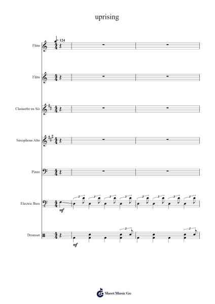 uprising Sheet Music by Mathew Bellamy-Arr.Huxver Birdnee