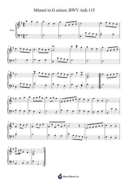 Minuet in G Minor, BWV Anh. 115 Sheet Music by Christian Petzold-Arr.Kelthea