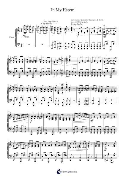 In My Harem Sheet Music by Irving Berlin-Arr.Burnebooth Theobel