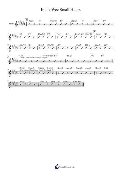 In the Wee Small Hours Sheet Music by -Arr.Irsharp Bartrah