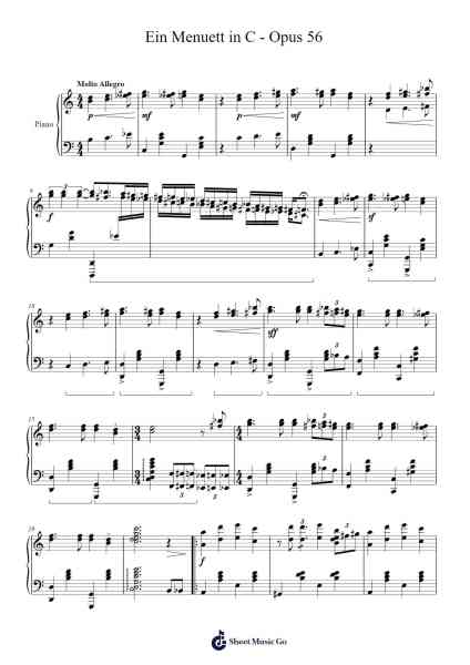 Menuett in C, Op. 56 Sheet Music by officialMozarrt-Arr.Graboyd Corann