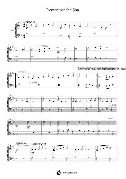 Remember the Sun Sheet Music by -Arr.Jofield