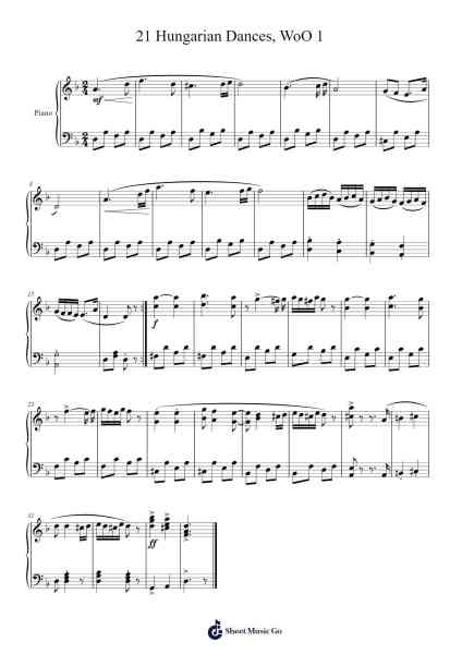 21 Hungarian Dances, WoO 1 Sheet Music by Johannes Brahms-Arr.Windict