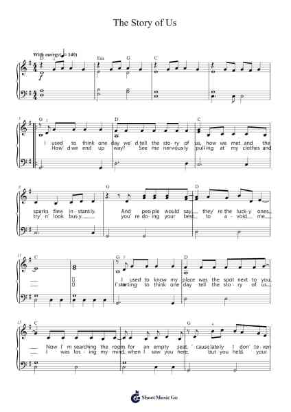 The Story of Us Sheet Music by Taylor Swift-Arr.Ogrite Samptian