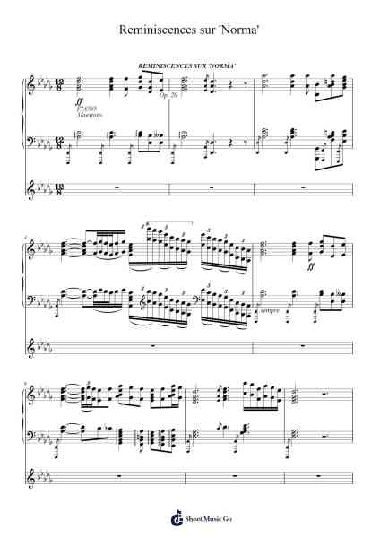 Reminiscences sur 'Norma', Op. 20 Sheet Music by Alfred Jaëll-Arr.Sherkes Dofrank
