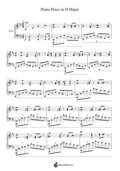 Piano Piece in D Major Sheet Music by Aaron Padilla-Arr.Yuledon