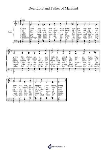 Dear Lord and Father of Mankind Sheet Music by Frederick Charles Maker-Arr.Stagrey Bradguy