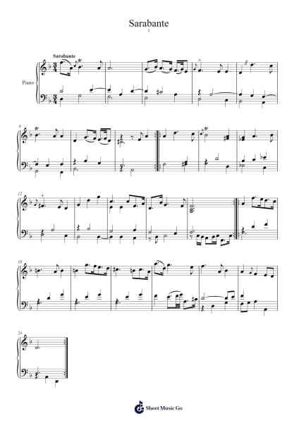 Partita IV in D Minor: Sarabande Sheet Music by Christoph Graupner-Arr.Hazlius