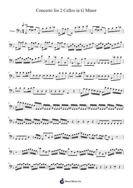 Concerto for 2 Cellos in G Minor Sheet Music by Antonio Vivaldi-Arr.Hulthan