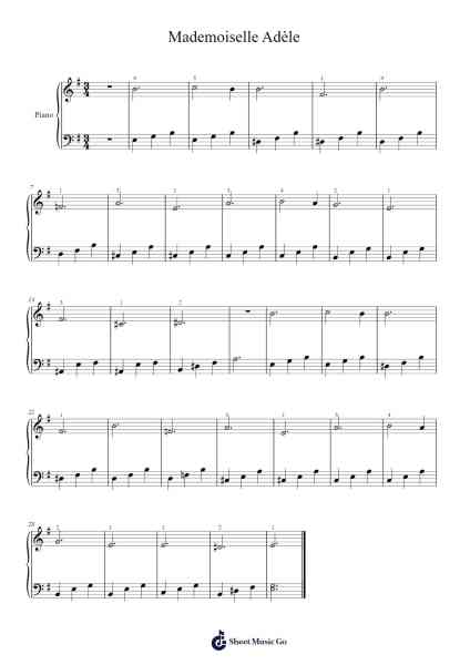 Mademoiselle Adèle Sheet Music by Mary50-Arr.Shirvien