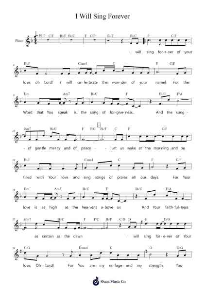 I Will Sing Forever Sheet Music by SJ Fr. Manoling V. Francisco-Arr.Boothmore Petwald