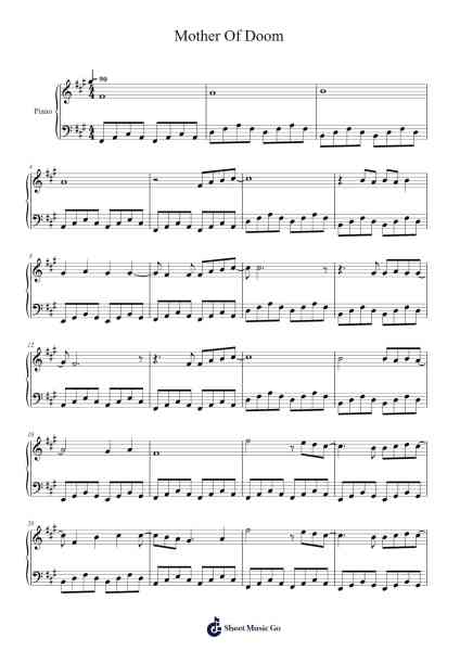 Mother Of Doom Musica per pianoforte di Lacrimas profundere - Arr.Tifville