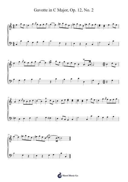 Gavotte in C Major, Op. 12, No. 2 Sheet Music by Samuel Arnold-Arr.Grifdice