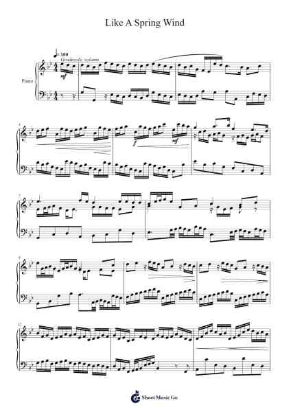 Like A Spring Wind Ноты для фортепиано от Faithelip-Arr.Elboyce