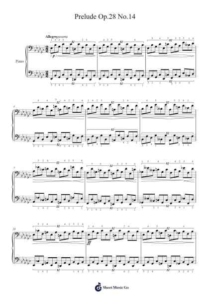 Prelude Op. 28 No. 14 Sheet Music by Frédéric Chopin-Arr.Stechill Argale