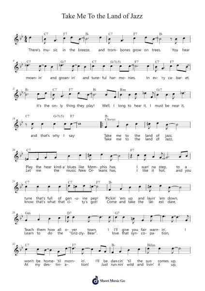 Take Me To the Land of Jazz Sheet Music by Bert Kalmer/Edgar Leslie/Pete Wendling-Arr.Milesbloor