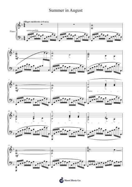 Etude "Summer in August", Ar.151 Sheet Music by Carllass-Arr.Gwenter Stedi