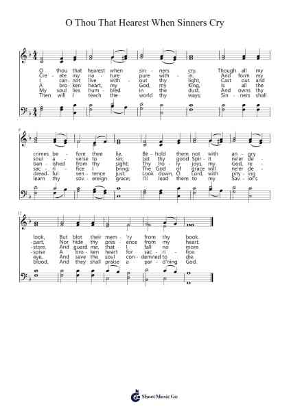 O Thou That Hearest When Sinners Cry 樂譜由 Lowell Mason - 編曲 Kirkjoel