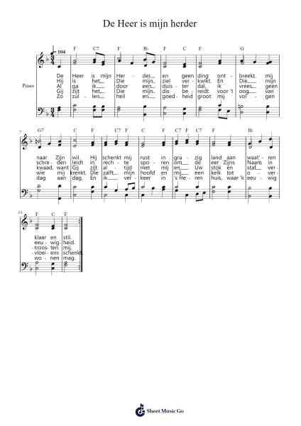 De Heer is mijn herder Sheet Music by -Arr.Montor