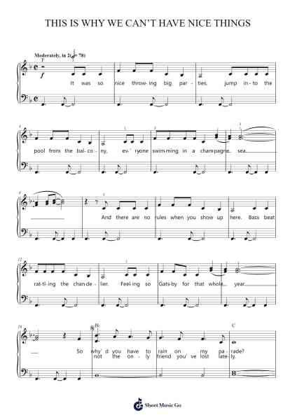 This Is Why We Can't Have Nice Things Sheet Music by Taylor Swift-Arr.Leolop Faypys
