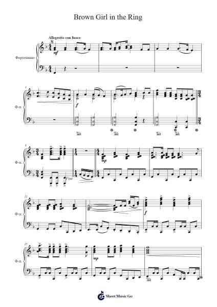 Brown Girl in the Ring Sheet Music by Frank Farian-Arr.Fosil Johnlind