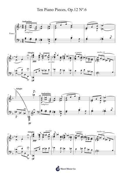 Ten Piano Pieces, Op. 12: No. 6 Sheet Music by Sergei Prokofiev-Arr.Pipril