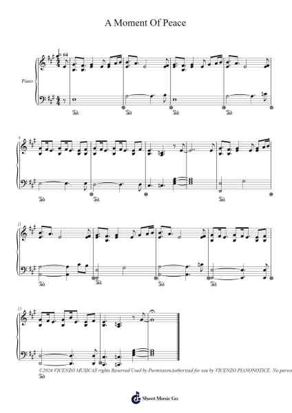 A Moment Of Peace Sheet Music by Vicenzo Piano-Arr.Wavieve Katdy