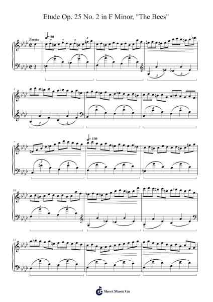 Etude Op. 25 No. 2 in F Minor, "The Bees" Sheet Music by Frédéric F. Chopin-Arr.Dwightloc Larjob