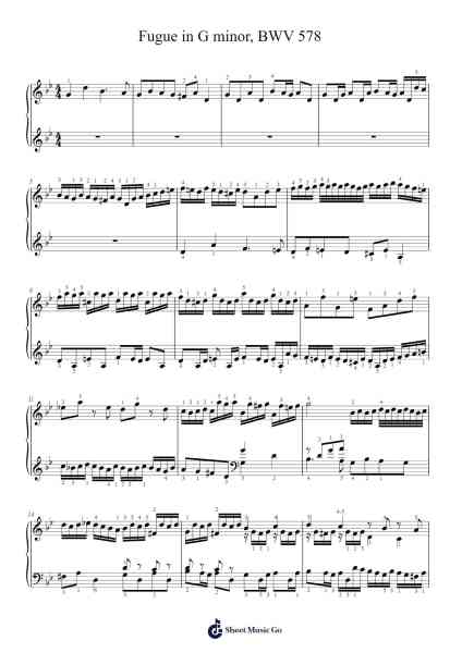 Fugue in G Minor, BWV 578 Sheet Music by Johann Sebastian Bach-Arr.Hifaithe Fojames