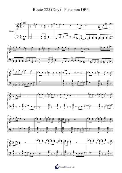 Route 225 (Day) - Pokemon DPP Sheet Music by Go Ichinose-Arr.Phoelen