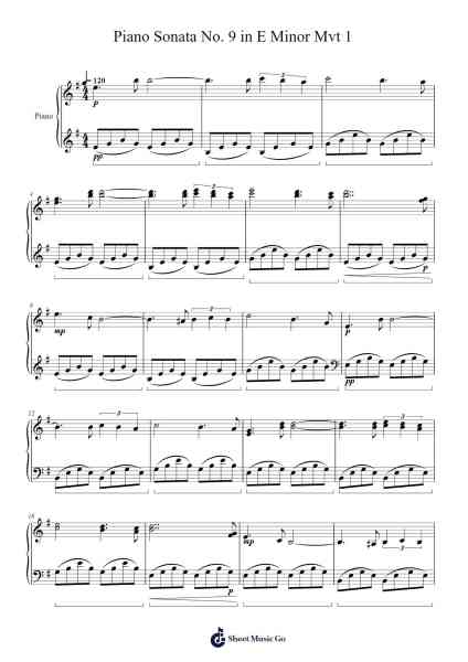 Piano Sonata No. 9 in E Minor Mvt 1 樂譜由 Xesar - 編曲 Elroydie Bellmann