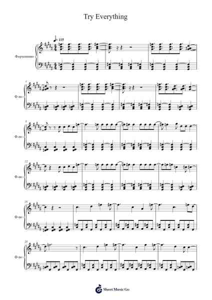 Try Everything Sheet Music by Shakira-Arr.Churwalsh
