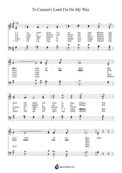 To Canaan's Land I'm on my way Sheet Music by William Matthew Golden-Arr.Mila