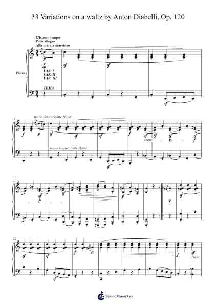 33 Variations on a Waltz by Anton Diabelli in C Major, Op. 120 Sheet Music by Ludwig van Beethoven-Arr.Stilkim