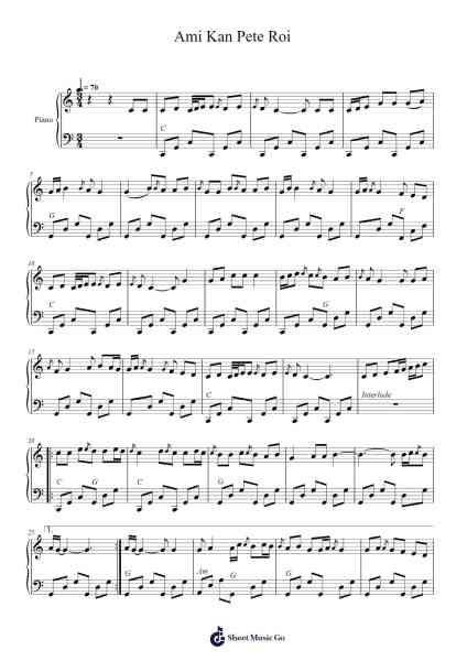 Ami Kan Pete Roi Sheet Music by Rabindranath Tagore-Arr.Caescott
