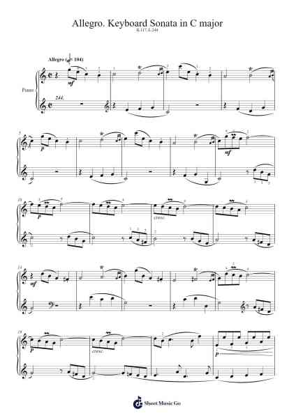 Keyboard Sonata in C Major, K.117, L.244 Sheet Music by Domenico Scarlatti-Arr.Sawhy