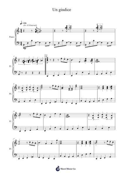 Un giudice Sheet Music by Fabrizio De André-Arr.Blithefrey